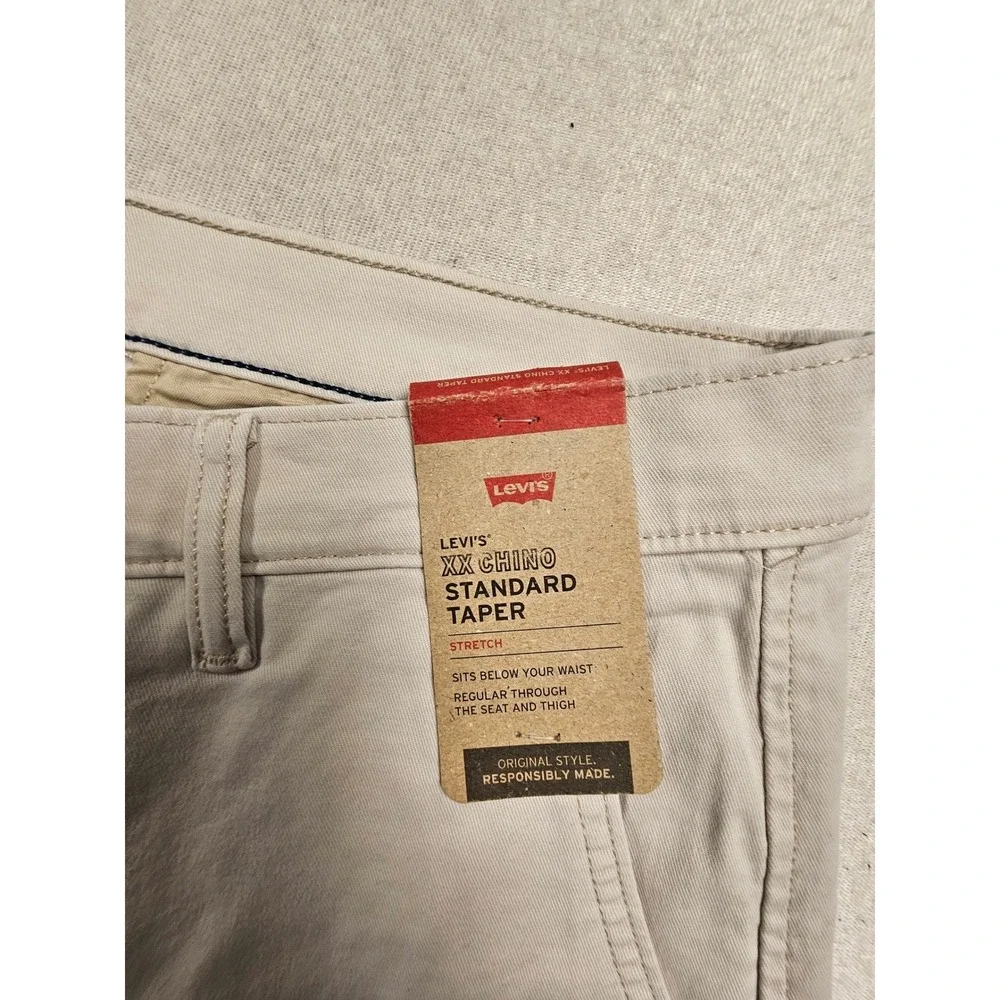 Levis XX Chino‎ Standard Taper Pants Mens 36x32 Beige Tan Stretch Twill New